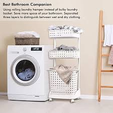 Free delivery and returns on ebay plus items for plus members. Laundry Basket With Wheel Rolling Laundry Sorter 3 Tier Basket Stand With 6 Side Hooks For Kitchen Bathroom Trolley Dirty Clothes Bag Washing Bin Home Office School Beauty Salon Utility Organizer Cart Laundry