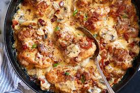 Creamy Mushroom Chicken Skillet With Bacon Recipe Eatwell101