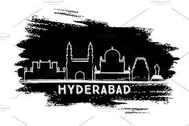 Black And White Skyline Drawing Hyderabad India City Skyline Skyline Drawing City Skyline City Skyline Silhouette