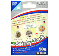 Pack Of 2 Reusable Removable Sticky Blue Tack 50 G 1 Foska Blue And White  50g/100g Reusable Adhesive Sticky Stuff Power Tack White Tac