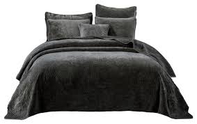 Barbour extra large mens dark brown polar quilt jacket. In Stock Dark Brown Velvet Plush Waves Bedspread Set Contemporary Quilts And Quilt Sets By Tache Home Fashion Houzz
