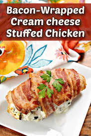 If necessary, use toothpicks to secure the bacon. Keto Bacon Wrapped Cream Cheese Stuffed Chicken Low Carb Yum