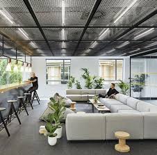 Pin By Dara Roberts On Facilities Green Office Decor Open Office Design Unique Office Spaces