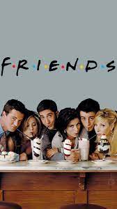 Friends logo wallpaper with a black background, white letters and colored dots. Friends Tv Show Wallpaper Enjpg