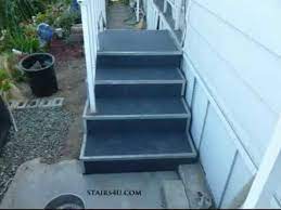 Spread outdoor carpet adhesive in the first two or three steps, with an adhesive with a notched trowel. Corner Metal For Outdoor Stair Carpeting Home Tips Youtube