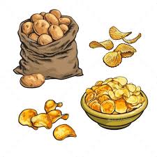 Fried Potato Chips And Fresh Potato Chips Fried Potato Chips Potato Drawing