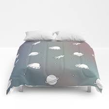 Space Comforter Bedding Bedroom Furniture Kids Astronaut Alien Galaxy Grunge Pastel Kawaii Goth Emo Punk Tumblr Aesthetic Streetwear H Comforters Blanket Space