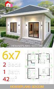 Simple House Plans 6x7 With 2 Bedrooms Hip Roof House Plans 3d Simple House Design Small House Layout Small House Design Plans