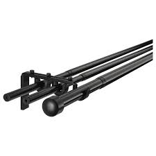 Racka Hugad Triple Curtain Rod Combination Black Ikea In 2020 Curtain Rods Double Rod Curtains Ikea Curtain Rods