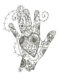 Heart Flower Hand Abstract Doodle Zentangle Zendoodle Paisley Coloring Pages Colouring Adult Detailed Advanced Printable Kleu Coloring Books Coloring Pages Art