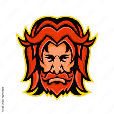 Mascot icon illustration of head of Baldr, Balder or Baldur, a god in Norse  mythology, and a son of the god Odin viewed from front on isolated  background in retro style. Stock