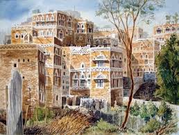 لوحة جميله لمدينة صنعاء القديمه old city sana a yemen yemen beautiful places socotra