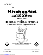 Stand mixer has 6 quart capacity for large to small batches. Kitchenaid Kp2671xac Professional Stand Mixer Manuals Manualslib