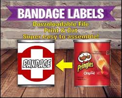 Bandages Meant To Fit Pringles Cans That Are About 1 3 Oz Once Printed If You Need The File Fo Birthday Party Themes Birthday Favors Boy Birthday Party Themes