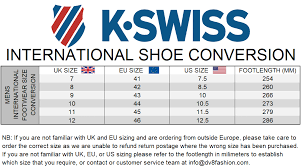 K Swiss Shoe Size Conversion Chart Best Picture Of Chart