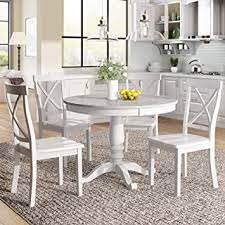 International concepts has the largest assortment of round dining room sets. Amazon Com Lumisol 5 Piece Round Dining Table Set 1 Kitchen Table With Marble Veneer Top And 4 Chair For Kitchen Room White Table Chair Sets
