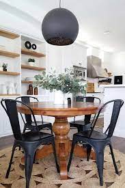 By harper & bright designs (11) $ 438 68. Wood Round Table With Black Metal Chairs Blackchairs Classictable Industrial And Modern Simp Dining Room Design Farmhouse Kitchen Tables Dining Room Table