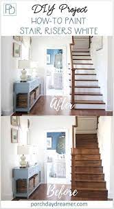 How To Prep And Paint Stained Stairs White Painted Stairs Stairs Painted Stair Risers