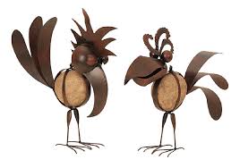 Besonders gut passen die gartenvögel in natürliche und verspielte gärten. 2 Stuck Metall Vogel Figuren Mit Stein 32 Bis 35cm Vogel Haus Garten