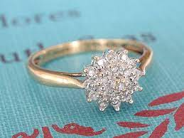 Diamond Cluster Engagement Ring Vintage Flower Wedding Band Etsy White Gold Promise Ring Diamond Cluster Engagement Ring Cluster Engagement Ring