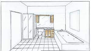 Study for a small contemporary bathroom design with soaking. Hand Sketch Bathroom Design Idea Nkba
