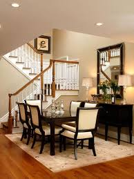 Cream Dining Room With High Ceilings And Modern Style Transitional Style Dining Room Dining Room Small Dining Room Decor Modern
