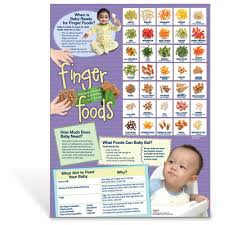 The best tips, ideas, meals, and recipes for first table foods or finger foods for babies and toddlers. 9 Month Baby Finger Foods Poster Childbirth Graphics