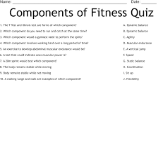 I've been thinking about getting more exercise, but i just can't seem to get started. Components Of Fitness Quiz Worksheet Wordmint