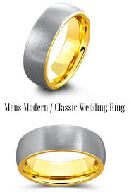 Yellow Gold Plated Brushed Tungsten Wedding Band Gold Tungsten Wedding Bands Mens Wedding Rings Classic Wedding Rings