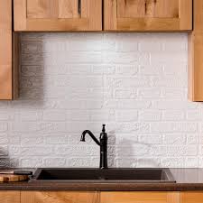 A white backsplash is often used to create a chic and trendy modern farmhouse kitchen, while natural and earthy colors offer a more rustic finish. Fasade Brick 24 25 In X 18 25 In Vinyl Backsplash In Matte White B73 01 The Home Depot