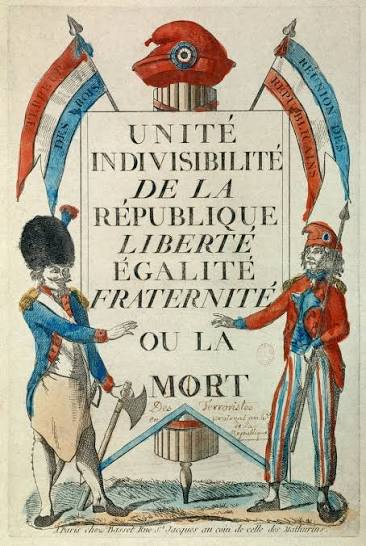 Revolução Francesa: «Unidade, indivisibilidade da República. Liberdade,  Igualdade, Fraternidade ou a morte». Cartaz de propaganda com sans-culottes  e