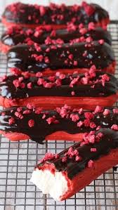 Red Velvet Choc Raspberry Eclairs Recipe Eclair Recipe Raspberry Eclairs Eclairs