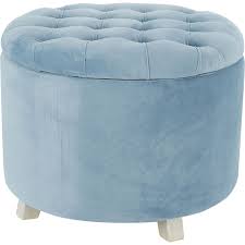 Light Blue Round Storage Ottoman 40x50cm Living Room Home Tk Maxx Round Storage Ottoman Storage Ottoman Ottoman