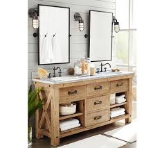 This is our 60 double bathroom vanity from our rustic farmhouse line of bathroom vanities. Benchwright Reclaimed Wood Double Sink Console Wax Pine Finish Bathroom Vanity Remodel Small Bathroom Vanities Diy Bathroom Vanity
