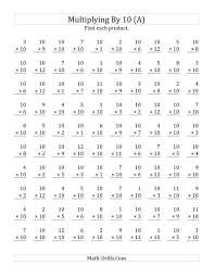 The Multiplying 1 To 12 By 10 A Math Worksheet From The Multiplication Worksheets Pa Printable Multiplication Worksheets Math Fact Worksheets Math Worksheets