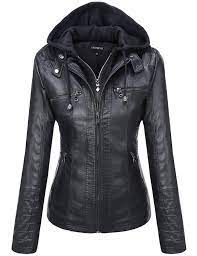 Women S Removable Hooded Faux Leather Jackets Black C512eqsyvud Leather Jackets Women Fall Fashion Coats Leather Jacket With Hood