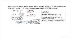 How To Find The Multiplier For A Final Amount After A Percentage Increase  Or Decrease | Math | Study.com