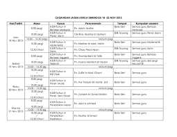 Jadwal kegiatan harian pribadi misalnya, bisa menjadi cara sederhana pengingat dan pengatur kegiatan untuk. Doc Cadangan Jadual Kerja Seminggu Nik Azman Academia Edu