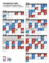 Sixers Home Schedule Printable