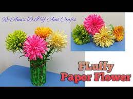 Fluffy Paper Flower Tutorials Re Anna S Diy And Crafts Youtube Paper Flowers Paper Flower Tutorial Flower Tutorial