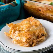 I love it with a dollop of sour cream on top. Easy Layered Chicken Enchilada Casserole Berly S Kitchen