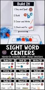 Hands On Centers For Sight Words With Visual Directions That Are Perfect For Beginning Readers And Ells Us Sight Word Centers Sight Words Teaching First Grade