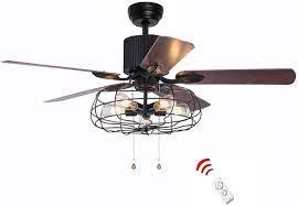 2020 popular 1 trends in lights & lighting, home appliances, computer & office, tools with industrial ceiling fan and 1. Amazon Com 52 Inch Retro Industrial Ceiling Fan With Light 5 Wood Reversible Blade Chandelier Fan Remote Control Iron Cage Pendant Light Fan For Living Room Bronze Black Kitchen Dining