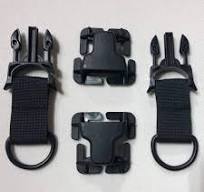 MOLLE Attachments by Bartact - PALS/MOLLE Powdercoated Steel D-Ring w/  Every Which Way Quick Side Release Buckle Kit (pair of 2)