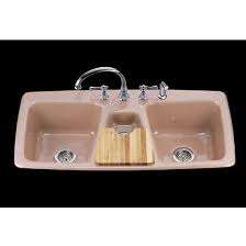 Cast iron sinks are super durable, look great and are usually a breeze to clean. Kohler Triple Basin Cast Iron Kitchen Sink From The Trieste Series K 5914 4 Free Shipping Homecomforts Com