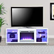 After assembly, the stand measures to be 24.875h x 64.75w x 18.875d. Ameriwood Home Lumina Fireplace Tv Stand For Tvs Up To 70 Wide White 1822096com Staples