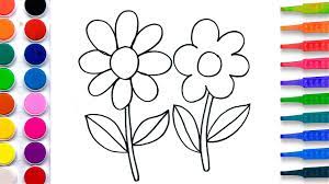 Drawing and colouring for kids. Flowers Coloring Pages Salt Painting For Kids Fun Art Learning Colors Video For Children Youtube
