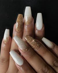 Check out our white gold acrylic selection for the very best in unique or custom, handmade pieces from our shops. Acrylic Nails Design Ideas Inspire You 2019 Gold Acrylic Nails Gold Glitter Nails Coffin Nails Designs