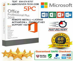 Unique product keys help prevent software piracy. Microsoft Office 365 2019 Pro Professional Plus Download And Key 32 64 Bit 5 Pc Activation Product Key Computer Downtown Vancouver Tech Support