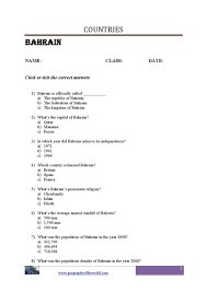 Bahrain Country Information Worksheet Geography Worksheets Printable Worksheets Worksheets